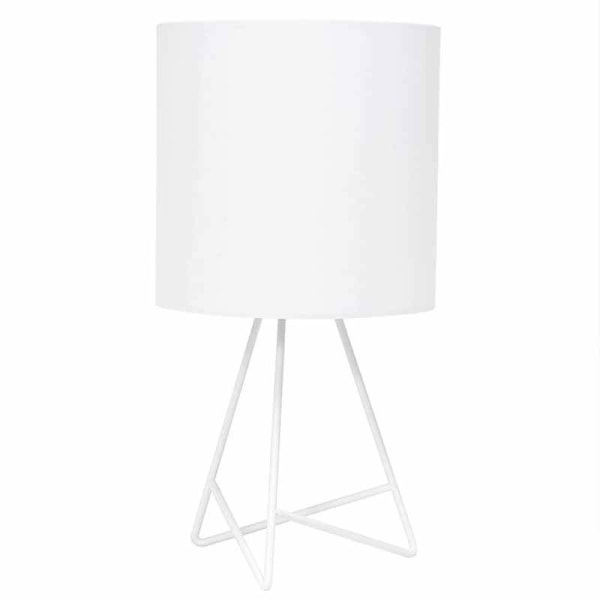 Slimline metallbordslampa med tygskärm, vit, vit skärm