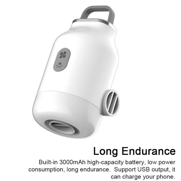Bærbar luftpumpe til oppustning og tømning, elektrisk pumpe, multifunktionel LED campinglampe, powerbank support med trinløs justering