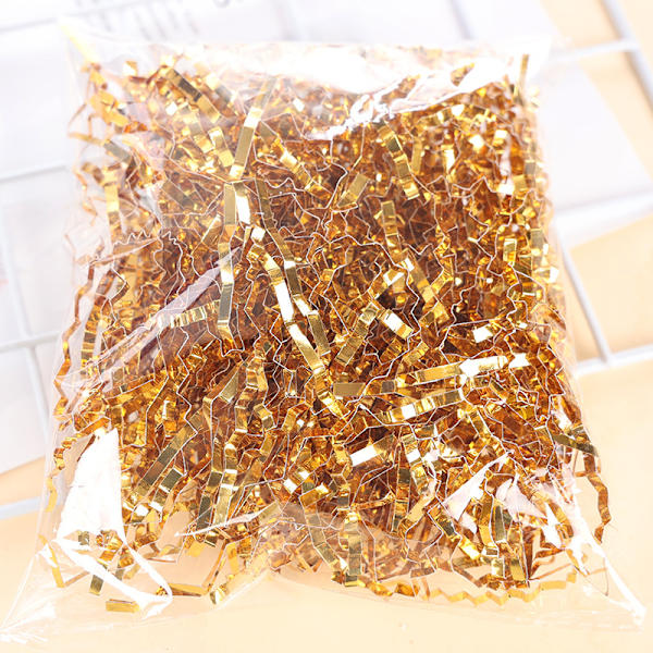 20g gyllent krøllet papir silke raffia gaveeske fyllstoff Nyttårsgave dekorasjon gaveeske strimlet papir silkepapir (5 stk)