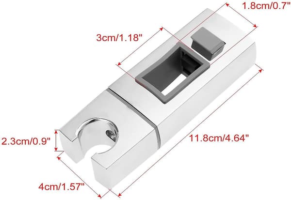 Skydebruserholder til skinne - 18 x 30 mm - rektangulær, firkantet udskiftelig håndbruserholder, ABS krom bruserholder til badeværelse