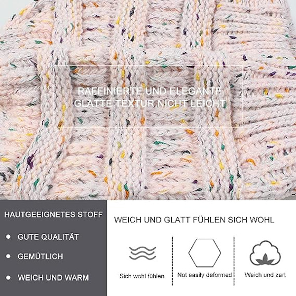 Tiibetiläinen syaaninen hevospipo - Talvinen poninhäntäpipo naisille, Hat Knitted Beanie with Hole Outdoor Warm Winter for Gift