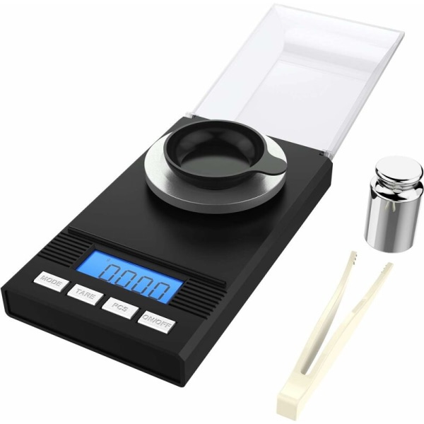 homgeek 50g / 0,001 g milligramvåg, finvåg, MG-våg, milligramvåg, fickvåg, laboratorievåg med LCD-display, brevvåg, profess