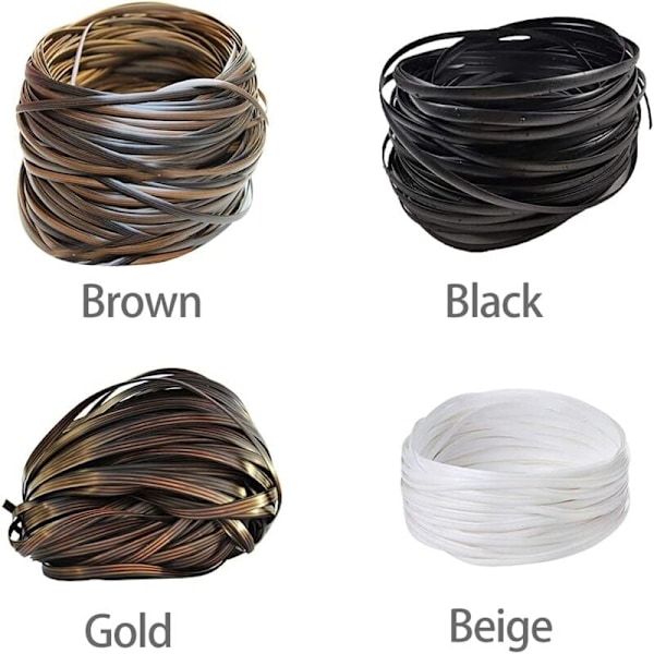 Plastik Rattan - 32m - Flet Reparationsmateriale - Høj Styrke - Reparationssæt til Havestole - Reparation af Fletmøbler - Brun