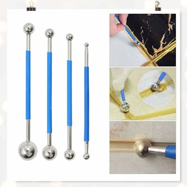 Tools Together - Metallkulssats Kit Kit Professionell Vattentätning För Badrumsgräns, Kök, Dekorationsskulptur Lera, Blå, 4 Delar