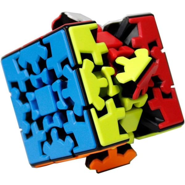 Gear Cube 3x3 Puzzle Kung Fu Cube 3D Puzzle 3x3x3 Cube Smooth Puzzle Smooth Cube Twisted Puzzle Cube med et kubestativ (flerfarget)