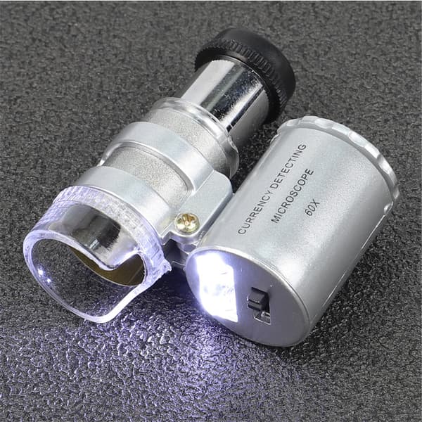 2-pack 60X Mini UV LED-belyst juvelerlupp med Kare (60X)