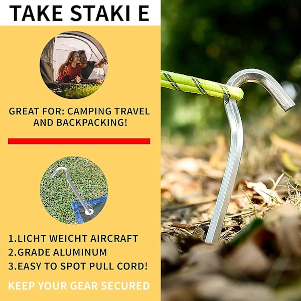 Aluminium teltpløkker, 14 stk. 18 cm teltkroge teltpløkker hårde jordpløkker, ideelle til havearbejde, camping, fiskeri og telte
