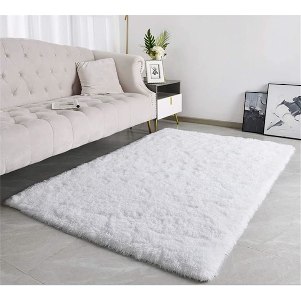 Modern Mjuk och Fluffig Vardagsrumsmatta Lämplig för Barnsovrum Heminredning Sovrumsinredning Ultra Mjuk Matta (Vit, 80x160cm)
