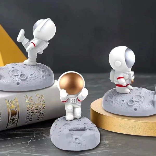 （Kicked，Silver）9*6.5*10cm Kreativ mobiltelefonhållare astronaut mobiltelefonhållare