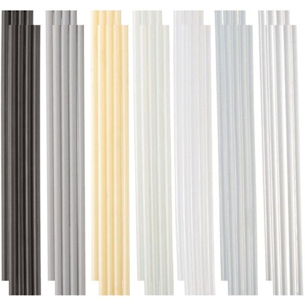 56 stycken 7 typer av plastsvetsstavar (PP PU ABS PE TPO PC), plastsvetskit för bilstötfångare, kajaker, plastsvets