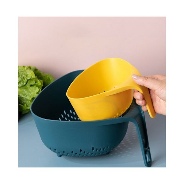 （Blå og gul） Lot med 2 stabelbare, stabile og ikke-vippende, til grøntsager, pasta, BPA-fri, BPA-fri, BPA-fri, BPA-fri, BPA-fri, BPA-fri, BPA-fri, BPA-fri