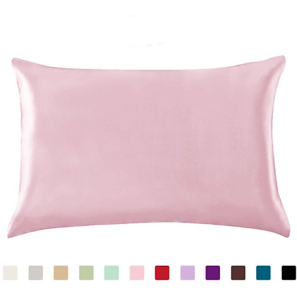 Luksus Satin Pudebetræk - Standard Lynlås Satin Pudebetræk, Lys Pink (Sæt med 2) 50 x 66 cm