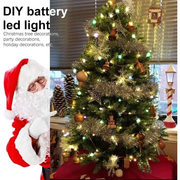 Set med 2 LED-ljusslingor 10 m 100 8 Utomhusbelysningslägen koppartråd med IP67 vattentät med fjärrkontroll och timer för utomhusbruk