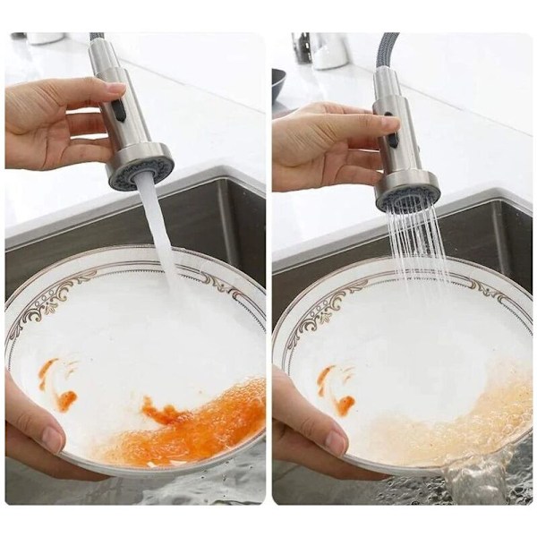 2 duschpaket 2 mode kran köksventil duschbyte, universal kran dusch g1/2, dusch för infällbar köksblandare (borstad nickel)