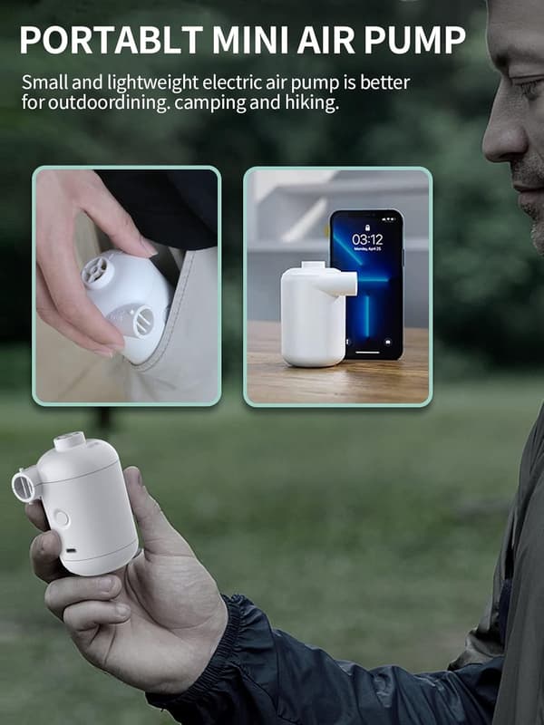 Hvit - Mini bærbar USB elektrisk luft pumpe, Camping oppblåsbar Q
