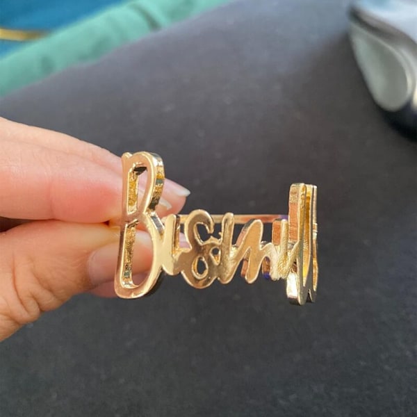 Servettringar - Set med 6 metallservettringar med Bismillah-bokstav (guld)