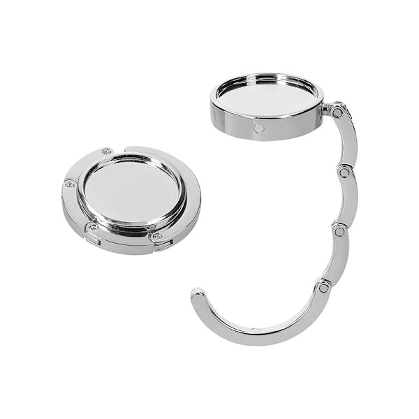 2x handväskkrok - Metall hopfällbar väskkrok - Festhållare för bords- eller skrivbordshängning handväska - silver