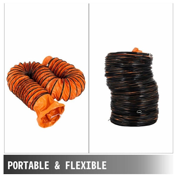 Ventilationsslang längd 1 m, flexibel PVC-kanal, flexibelt frånluftsrör för fläkt med 300 mm diameter, hopfällbar flexibel mantel för frånluftsfläkt f
