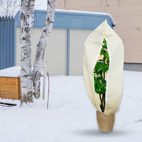 2-pack vinterväxtskydd, 180x120 cm trädgårdsfleece frostskydd växter med dragkedja dragsko