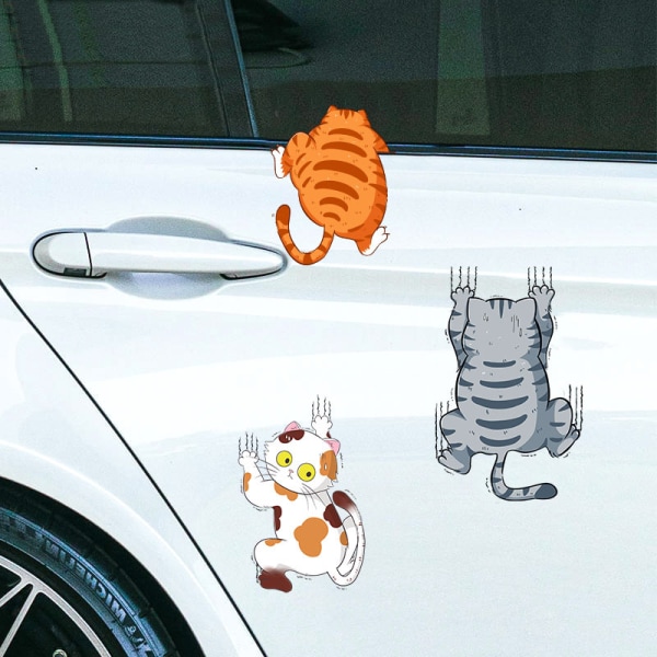 （9*5.7CM）Cat Car Stickers , 3D Cartoon Animal Cat Kitten Stickers DIY Car Tuning Stickers Cat Window Autocollan