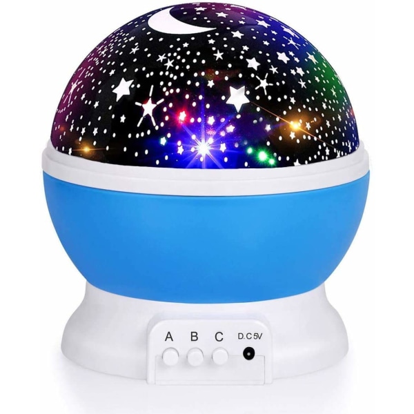 Natlys til børn, Natlys til børn, Nebula Star-projektor 360 graders rotation - 4 LED-pærer 12 lysfarveskiftende, romantiske gaver til