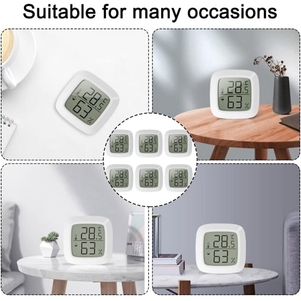 4-pack Mini Inomhus Termometrar - Inomhus Termometer Hygrometer med 10 Sekunders Snabb Uppdatering - Mini LCD-Display för Barnrum, Kontor, Sovrum, Växthus