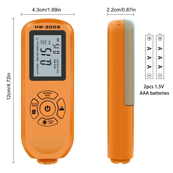 Coating Thickness Meter, Paint Thickness Gauge, Coating Thickness Gauge, Coating Thickness Meter - til undersøgelse af filmtykkelse på jernholdige og ikke-jernholdige