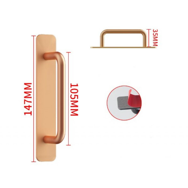 2-pack Självhäftande Aluminium Skåphandtag Sovrum Badrum Rostfritt Stål Köksskåp Draghandtag Köksmöbelhandtag 106mm Guld