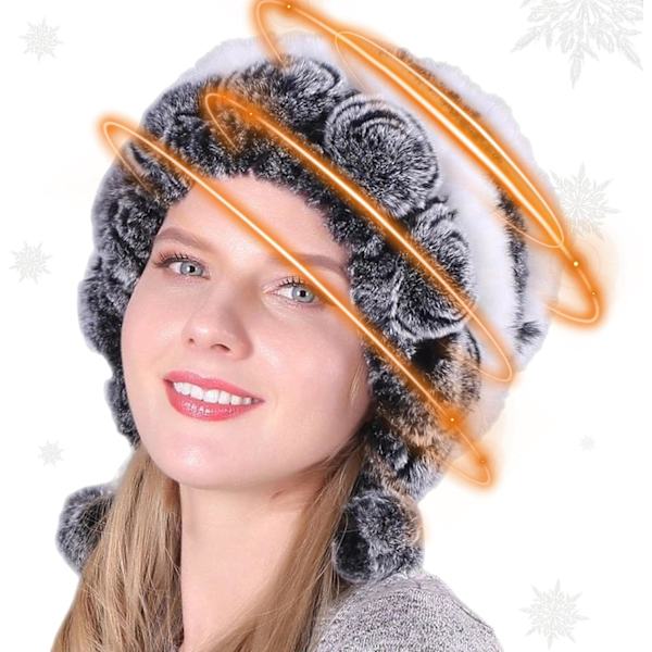 Kvinde Faux Fur Huer, Vinter Faux Fur Huer, Varme Huer med Blomsterstriber, Bløde og Fluffy Huer One Size