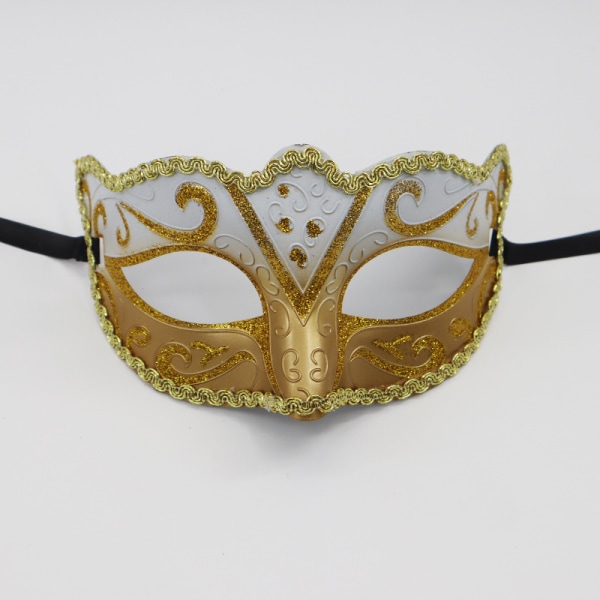Venetsialainen silmälappu, kultainen, kuminauha, koristeet, naamiopallo, Ve