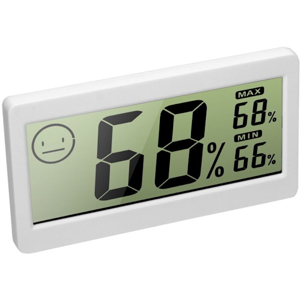 Digitalt hygrometertermometer, husholdnings termo-hygrometer LCD-skjerm Temperatur Fuktighet Tidsregistrering Måler Monitor 2-i-1 (Hvit)