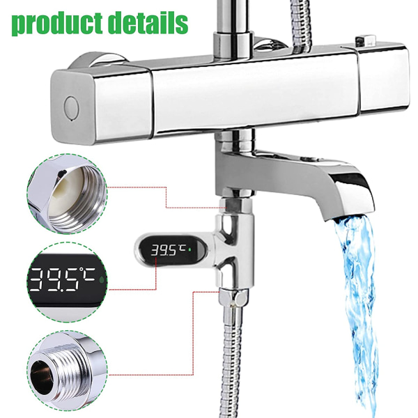 LED-display duschtermometer automatisk elmonitor temperaturmonitor för vård