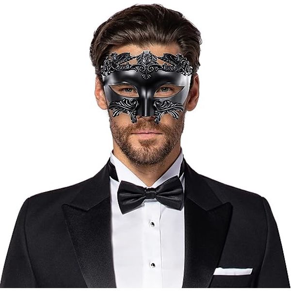 Svart antik grekisk spartan krigare romersk maskeradmask män venetiansk mask bröllop balmask Mardi Gras mask bröllop balmask burlesk balfest
