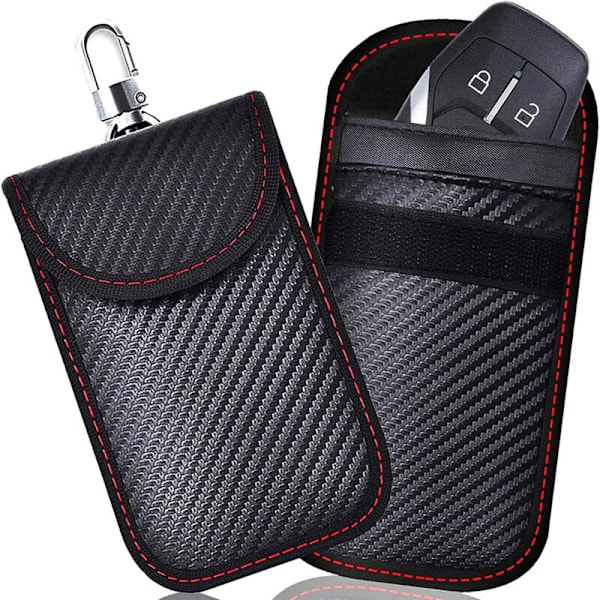 ETUI Anti Rfid Nyckel Bil Signal Faraday Faraday Ficka Backup, Set med 2 Fickor RFID signalblockering för bilnyckel, anti rfid fiber fiberskyddsfodral