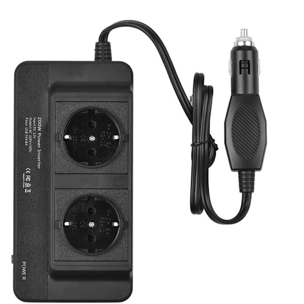 Bil strømomformer 200 W DC 12 V til AC 220 V med 2 CA 4 porte 4 porte USB tænd/sluk beskyttelse sikker beskyttelsesadapter til PortaBl telefon