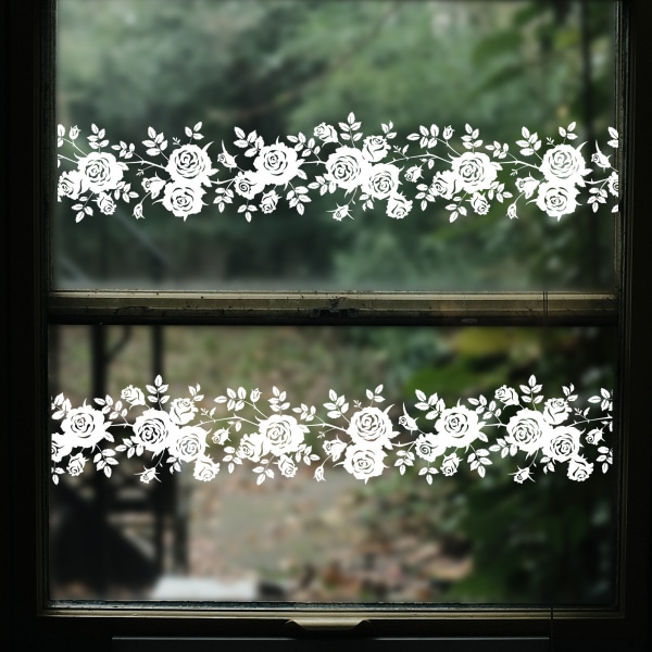 Vindusklistremerker - 2 flotte dekorative, hvite blomsterrotting, statiske klistremerker for å forhindre at fugler kolliderer i vinduene dine