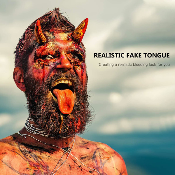 2 stk. realistiske, strækbare, falske tunger, tricks, kunstig tunge, rekvisit, rædselsvækkende Halloween, grove vittigheder, spøg, tricks, strækbare tungelegetøj, rædselsvækkende M