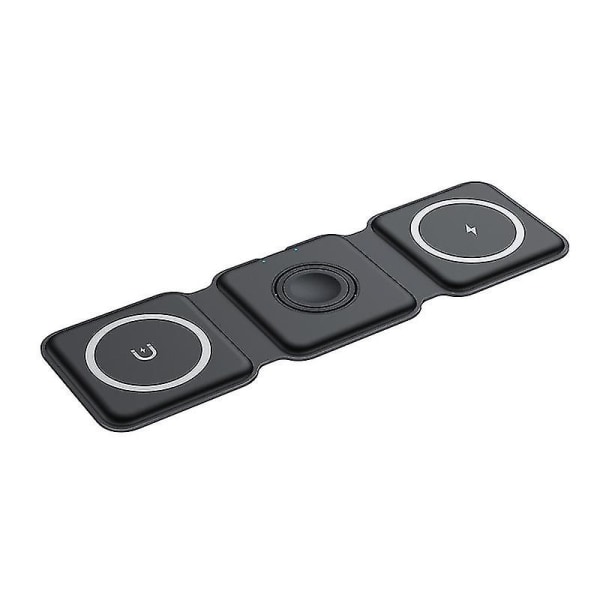 3 i 1 trådløs oplader magnetisk foldbar opladningsstation hurtig trådløs oplader - sort