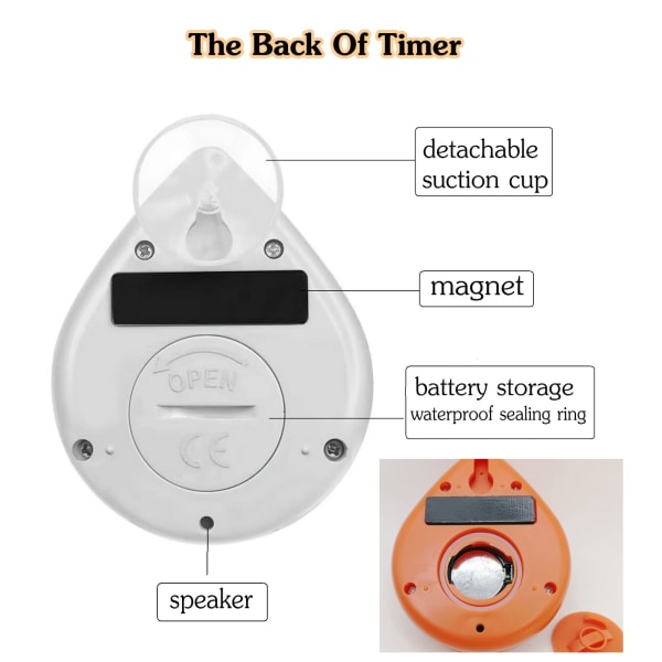 Tyst, tickande batteridriven duschtimer, vattentät digital timer, liten söt timer med sugkopp (grön)