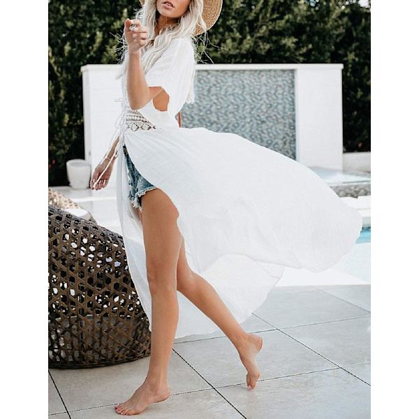 Kvinde Cardigan Bikini Cover Up Med Snøre