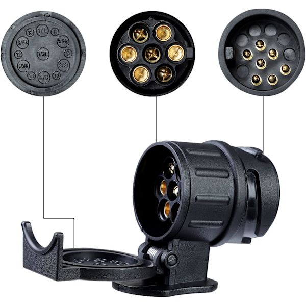 7-polet til 13-polet og 13-polet til 7-polet anhængeradapter, trailer stikadapter, 12V vandtæt elektrisk adapter stikadapter konverter stik, fo