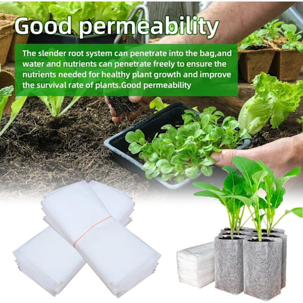 300 non-woven planteposer - 12cm x 15cm, Biologisk nedbrydelige såposer, såpotter i stof, såposer til huller til hjemmehaver, til tomater, f