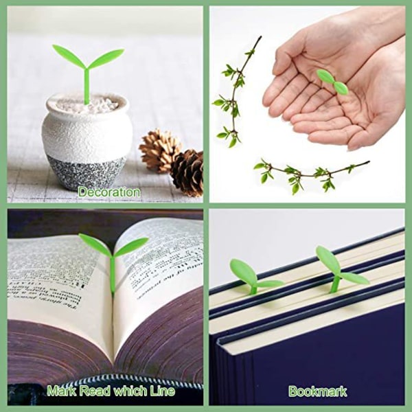 6 stk Spirebogmærker, Lille Grønne Bogmærker, Spirende Blad Bo