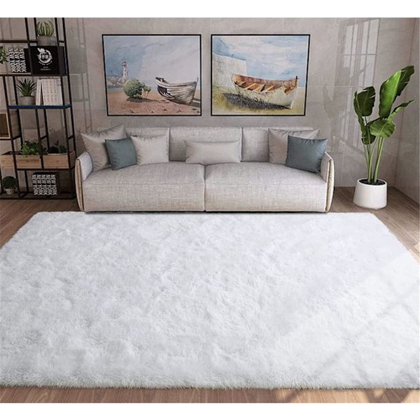 Modern Mjuk och Fluffig Vardagsrumsmatta Lämplig för Barnsovrum Heminredning Sovrumsinredning Ultra Mjuk Matta (Vit, 80x160cm)
