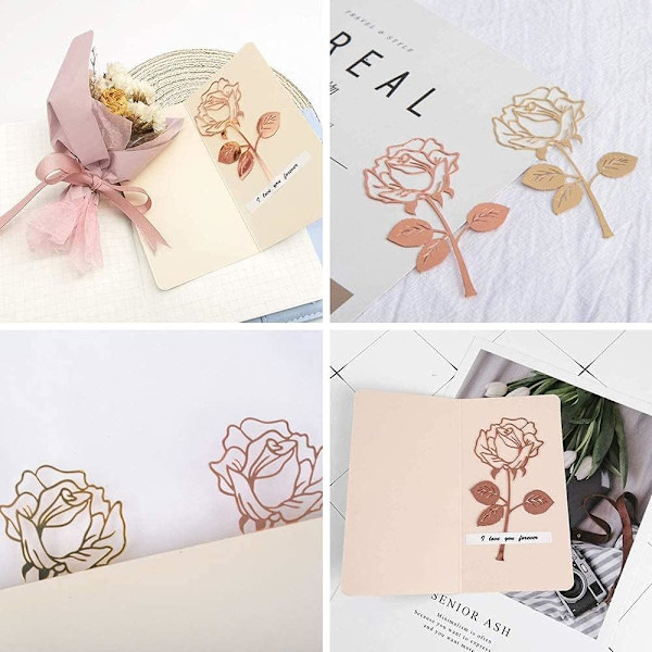 2 stk blomsterbokmerker, metallbokmerker, klassisk metallbokmerke, roseblomsterbokmerke, rustfritt stålbokmerke, metallbokmerke, vintage bokmerke