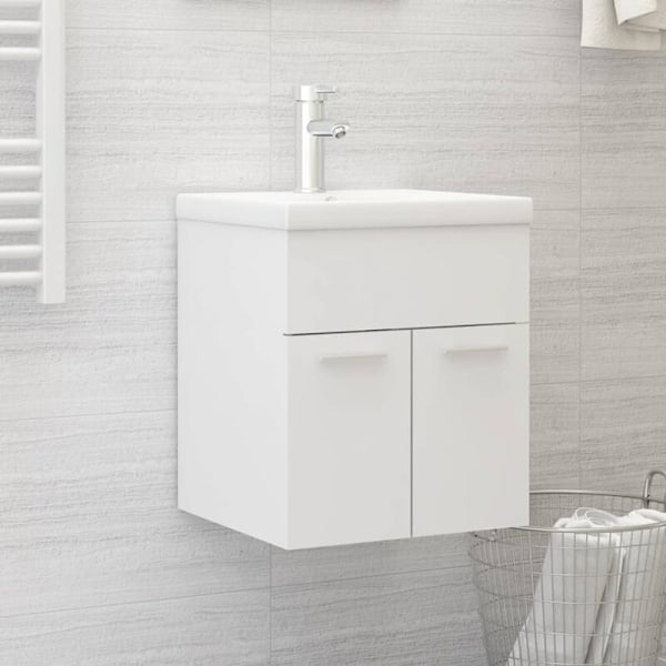 Hvidt vaskeskab 41x38,5x46 cm træbaseret materiale