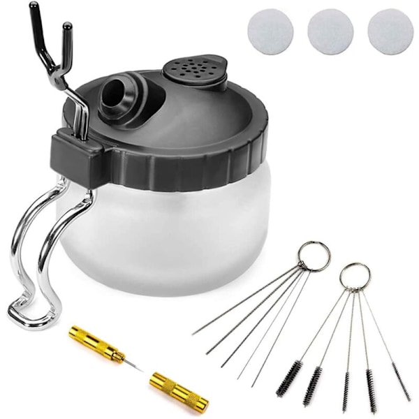 Puhdistussarja airbrushille, sisältää puhdistusharjat, kalvaimen ja puhdistusastian airbrushille