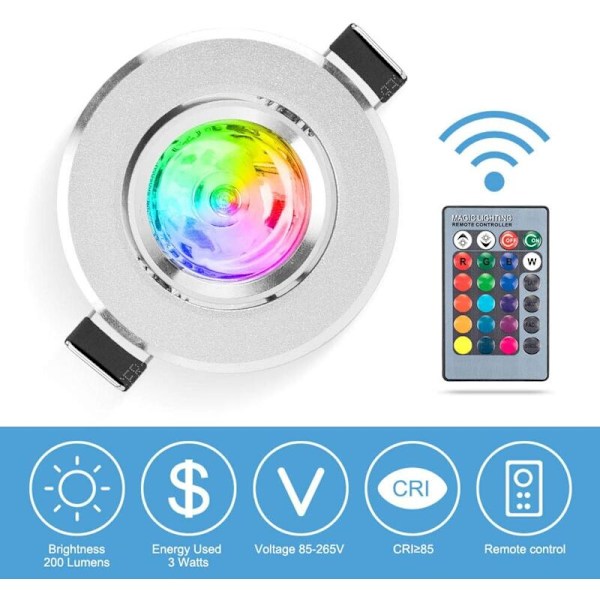 LED Infälld Spotlight 5st RGB Flerfärgade Lampor med Fjärrkontroller 220V 16 Färger Dimbar Dagsljus Taklampa Infälld Takbelysning för Vardagsrum