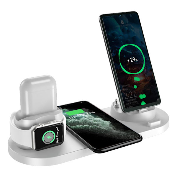 Trådløs lader - Passer til Apple mobiltelefon iphone13 Spesielle hodetelefoner iwatch Watch Vertikal ladestasjon (hvit)