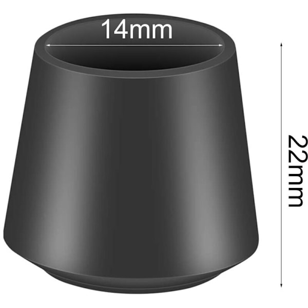 Set med 16 silikonstolsfötter för stolsben, fotskydd för runda bord och stolar för trägolv (15 mm -6 mm, svart)